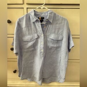 JCrew blue linen short sleeve popover size 6